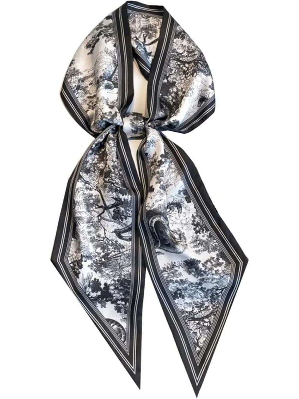 Women's Ink Painting Black Edge Color Elegant Oblique Angle Scarves Bag Scarfs